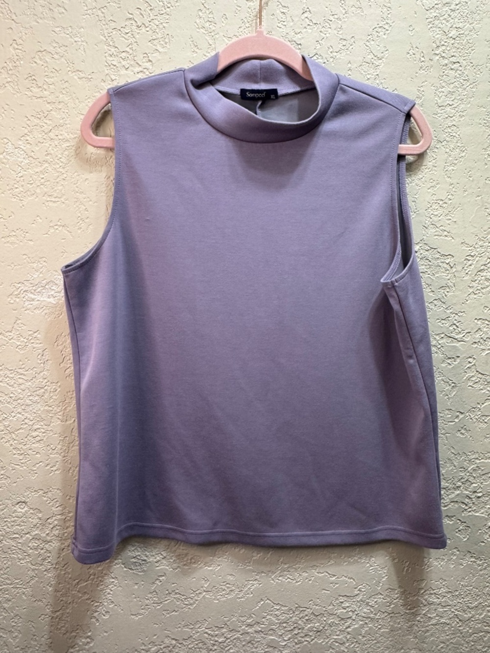 Sampeel XL Lavender Mock Neck Sleeveless Top Stretch Knit Blouse - Picture 2 of 7